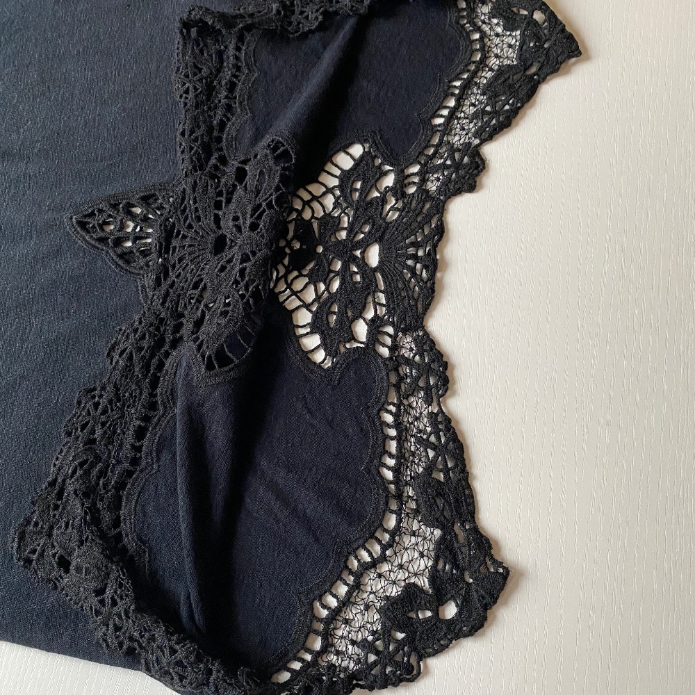 Generation Love New York 100% Linen Black Lace Blouse Tank Top Size Small - Picture 6 of 12